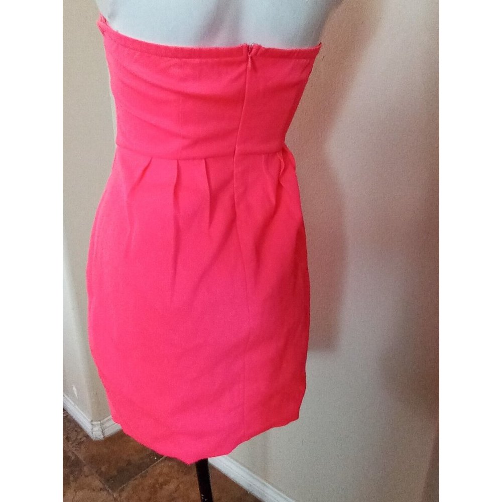 Do + Be Women Mini Dress fluorescent pink strip with planks open skirt size S. - Picture 3 of 12